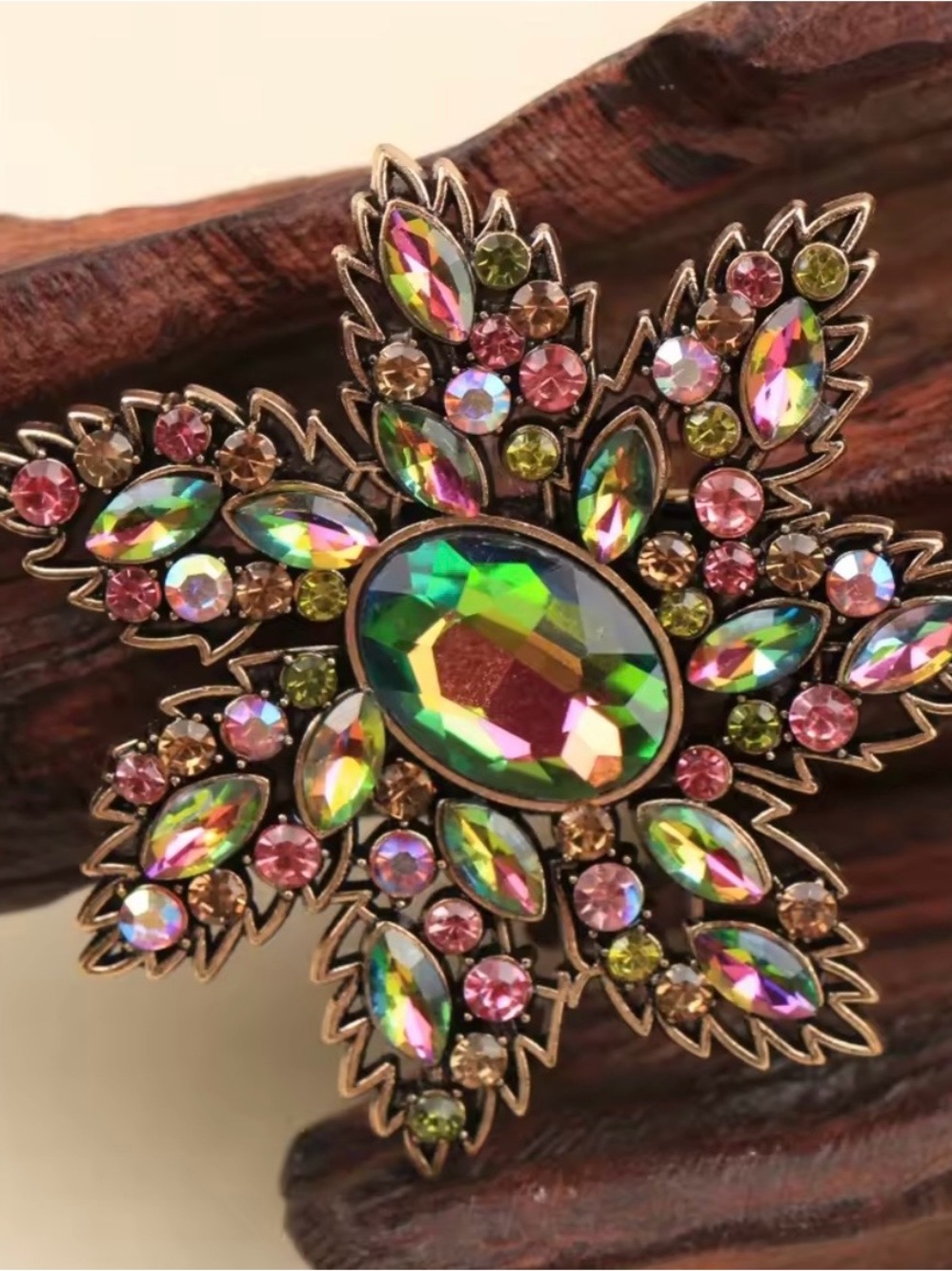 Multicolor Crystal Floral Starburst Brooch - Women Jewelry